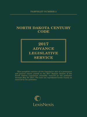 cover image of North Dakota Century Code Advance Legislative Service